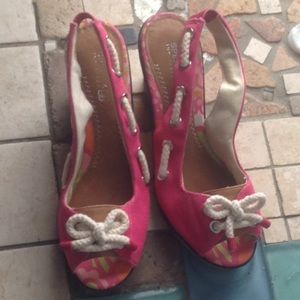 Pink Nautical Sperry Topsider wedges